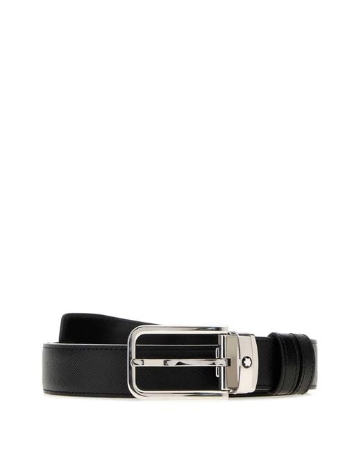 Montblanc Black Rectangular 30 Mm Belt for men