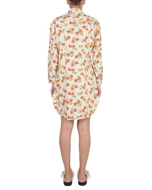 Marni Natural Shirt Dress With Floral Pattern