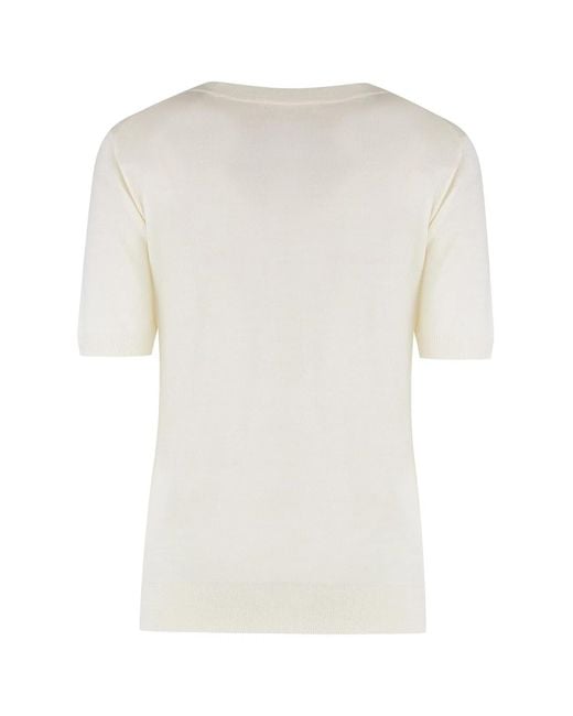 P.A.R.O.S.H. White Linfa Short Sleeve Sweater