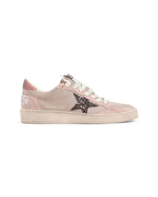 Golden Goose Deluxe Brand Pink Ball Star Glitter-Patch Sneakers