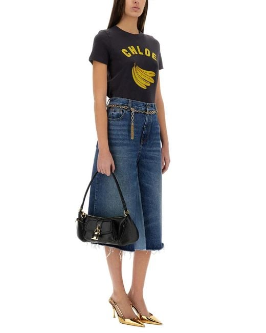Chloé Blue Patchwork Denim Bermuda Shorts