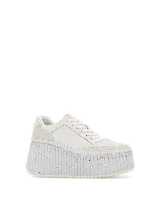 Chloé White Leather Nama Sneakers