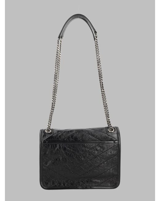Saint Laurent Gray Shoulder Bag Niki Baby Leather