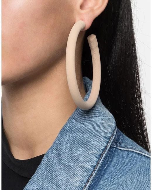 Maison Margiela White Mm6 Large Open Hoop Earrings