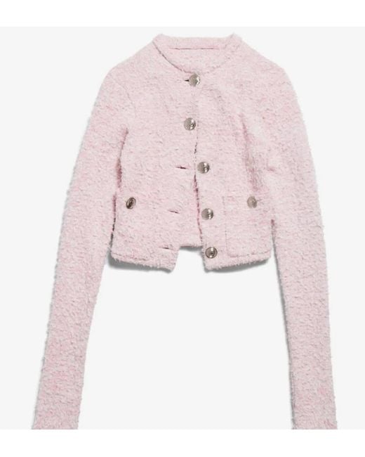 Balenciaga Pink Bouclé Cropped Jacket