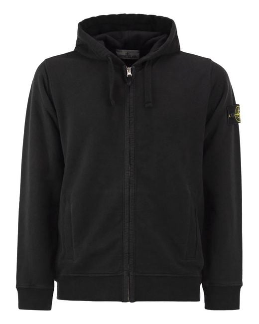 Stone Island Black Regular Fit Hooded Sweatshirt for men