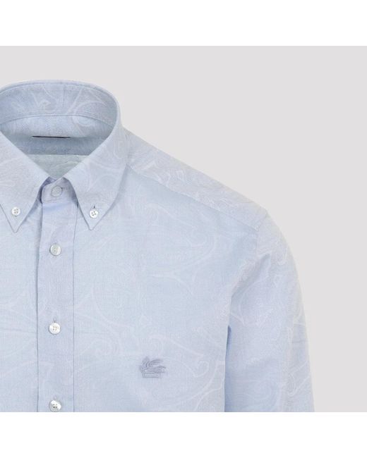 Etro Blue Shirt Roma Logo Bd for men