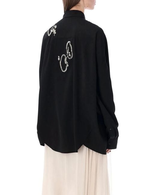 Dries Van Noten Black "Casia" Embroidered Shirt