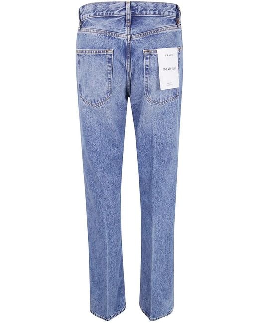 FRAME Blue "The Vertical" High Rise Straight Leg Jeans
