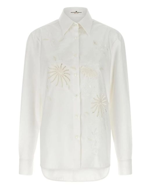 Ermanno Scervino White Embroidery Floral Cut-Outs Shirt