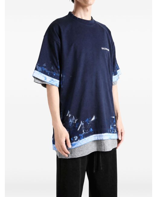 Balenciaga Blue Layered Tshirt for men