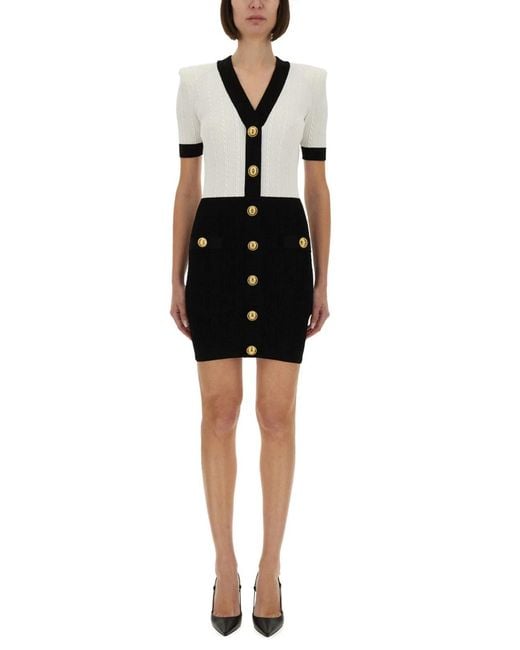 Balmain Black Viscose Polyester Dresses