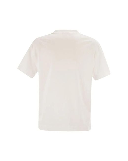 Brunello Cucinelli White Cotton Jersey T-Shirt With Shiny Tab