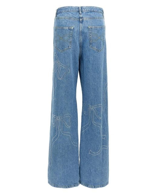 Mach & Mach Blue Mach & Mach 'Crystal Ribbon Hot Fix' Jeans