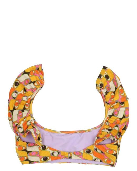 LaDoubleJ Orange 'Ruffle' Bikini Top