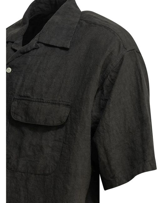 Beams Plus Black Casual Linen Shirt for men