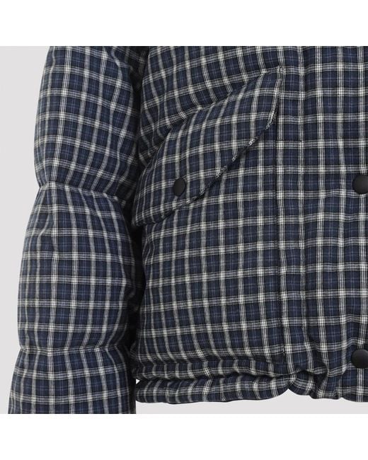 Miu Miu Blue Blu Bianco Reversible Checked Down Jacket