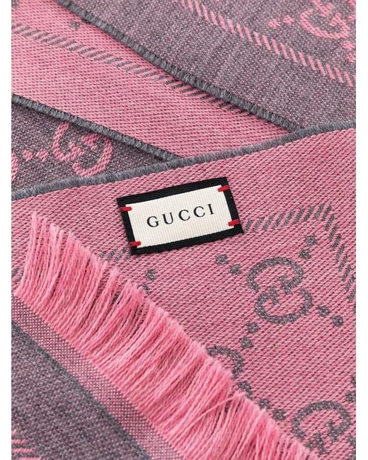 Gucci Purple Gg Wool Scarf