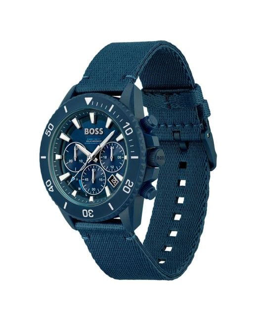 Boss Blue Admiral Ocean Solar Quartz Chronograph Watch for men