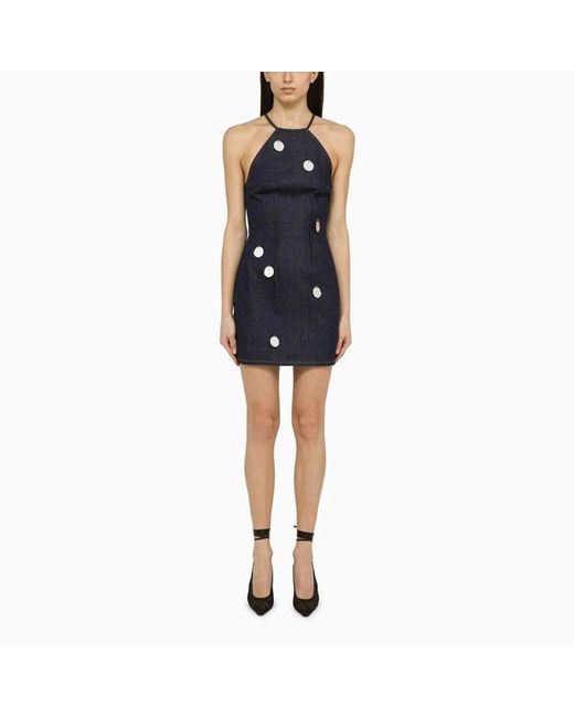 David Koma Blue Denim Mini Dress With Mirrors