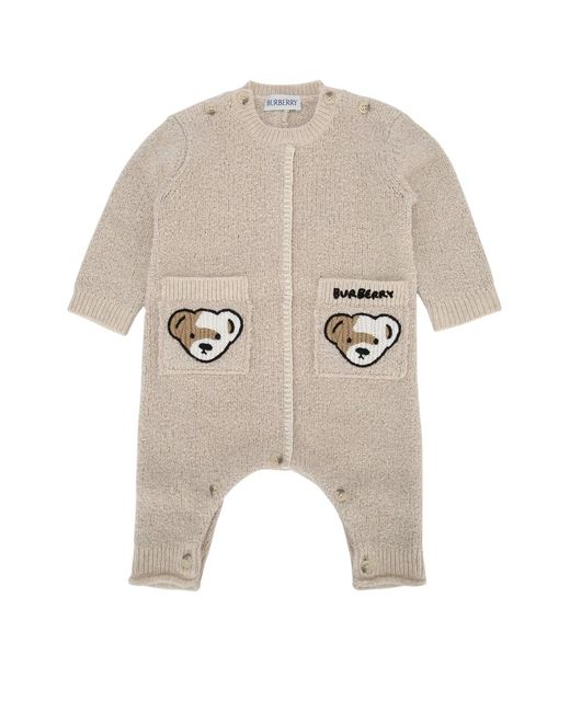 Burberry White Jr N4 Bear Knit Onesie