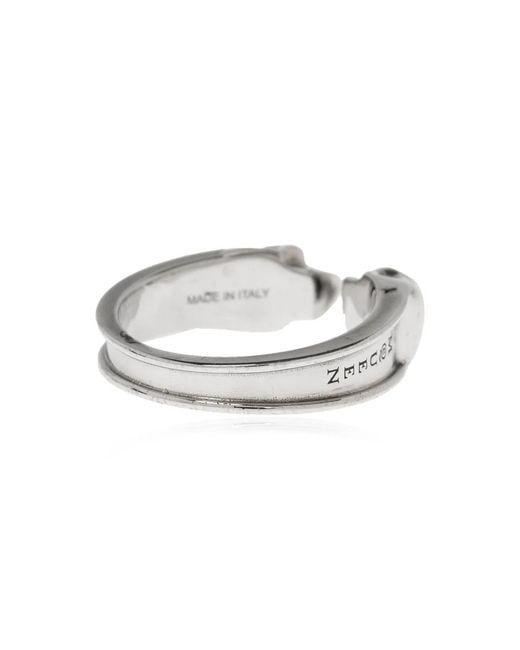 McQueen White Twin Skull Ring for men