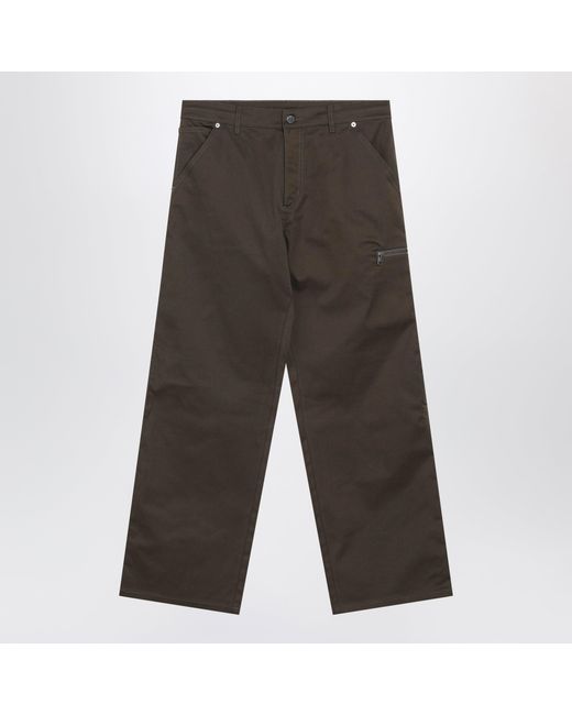 Moncler Gray Khaki Technical Cotton Trousers for men