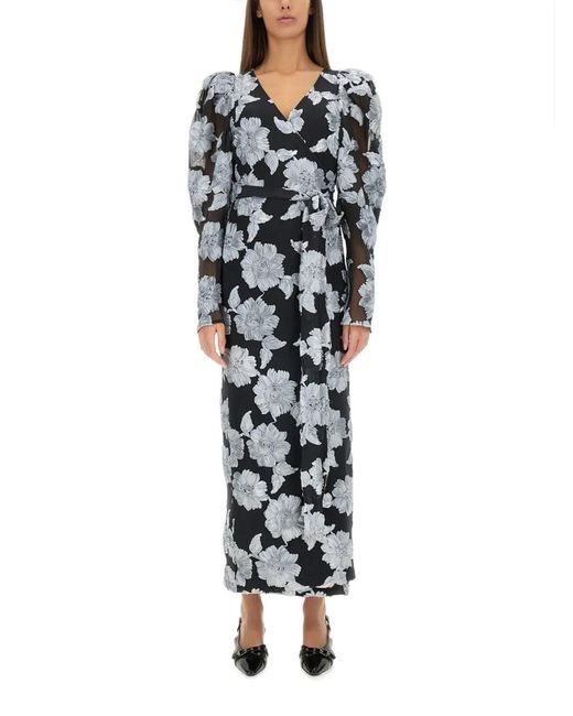 ROTATE BIRGER CHRISTENSEN Black Long Floral Dress