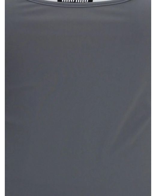 Miu Miu Blue Layered-Effect Logo-Patch Dress