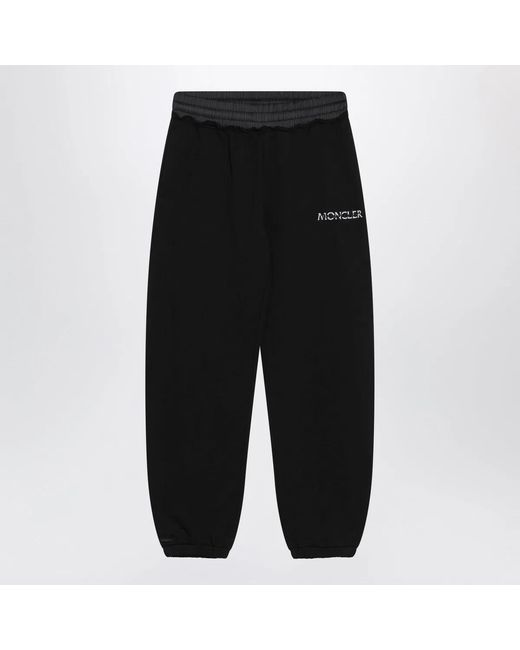 Moncler Black Cotton Jogger Pants With Logo