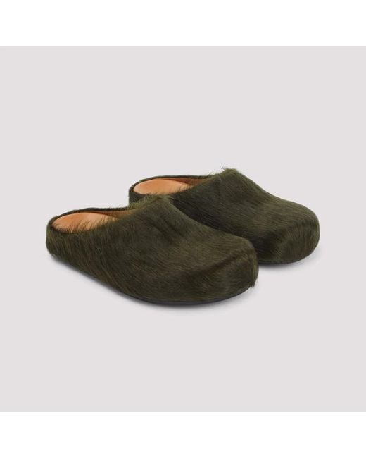 Marni Brown Fussbett Sabot Flat Shoes for men