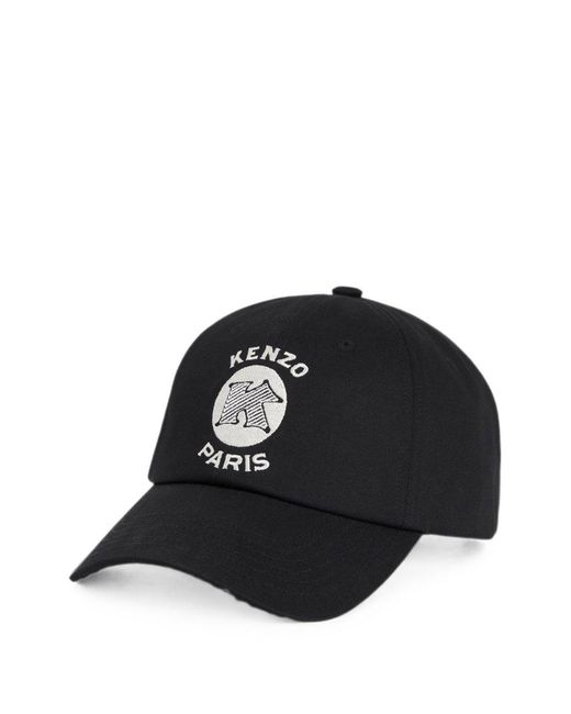 KENZO Black Paris Emblem' Embroidered Cap for men