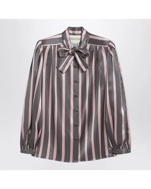 Valentino Pink Striped Crepe De Chine Shirt