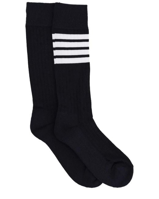 Thom Browne Black "4-Bar" Cotton Socks for men