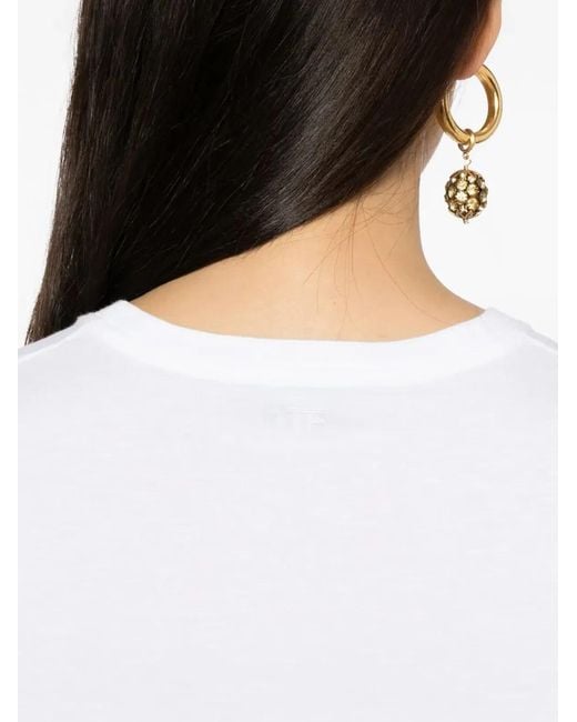Tom Ford White Cotton T-Shirt With Tf Logo Embroidery