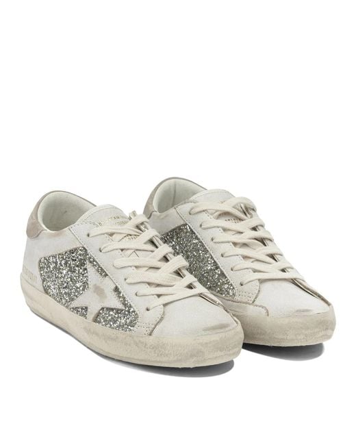 Golden Goose Deluxe Brand White Super-Star Glitter Sneakers