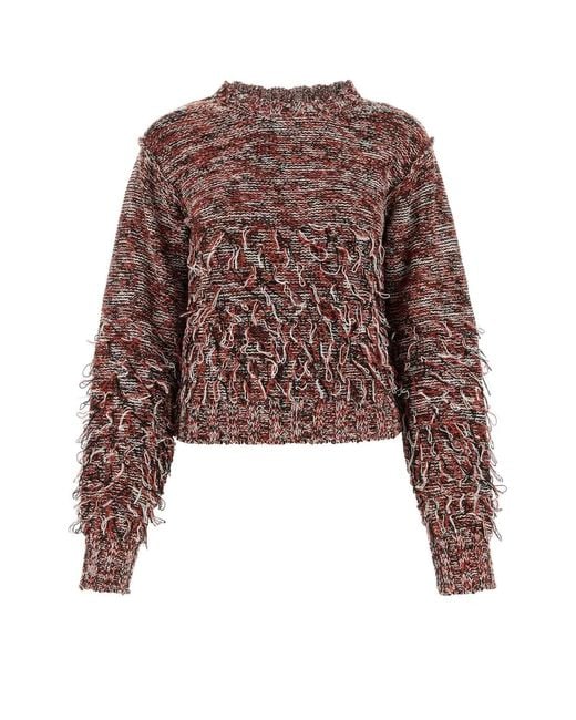 DURAZZI MILANO Brown Embroidered Cotton Blend Sweater