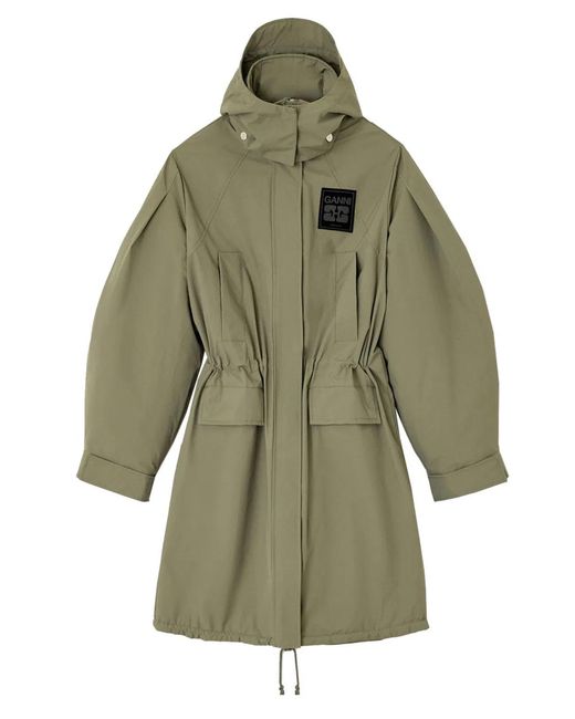 Ganni Green Recycled Nylon Coat