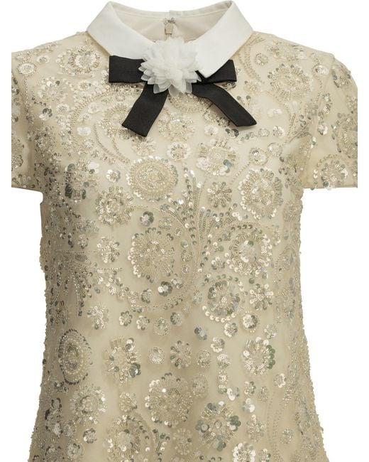 Self-Portrait Natural Short Sheath Dress