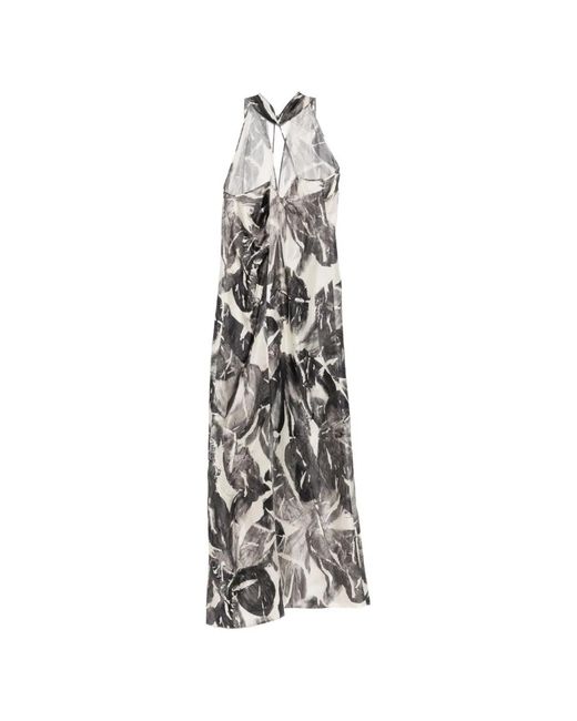 Alysi White Printed Silk Dress