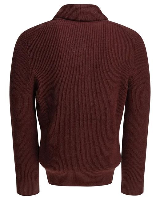 Brunello Cucinelli Purple Cotton Cardigan for men