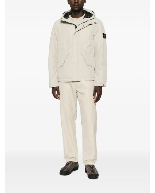 Stone Island White Micro Reps Hooded Down Jacket for men