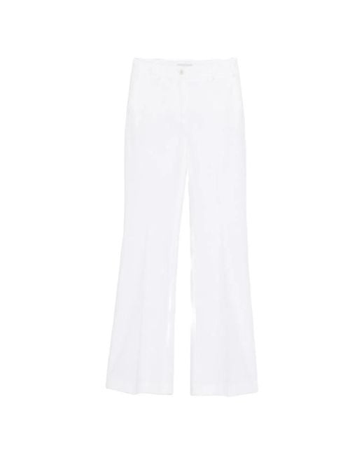 Via Masini 80 White Cotton Wide-Leg Trousers