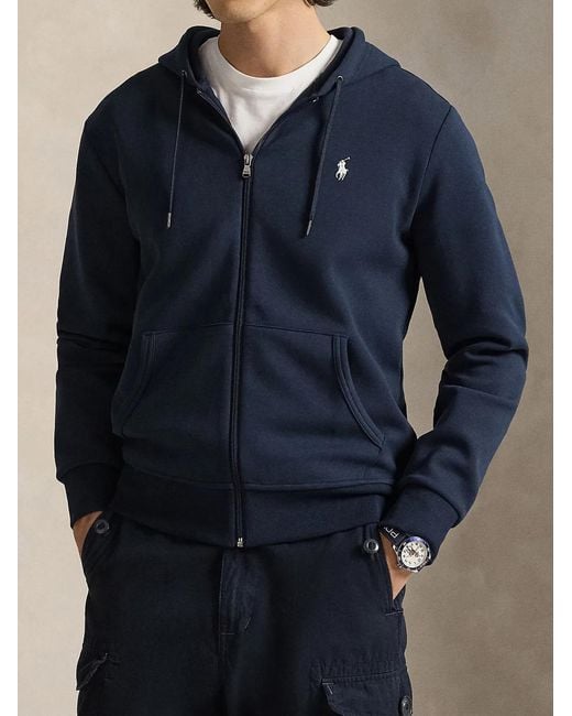 Polo Ralph Lauren Blue Cotton Full-Zip Hooded Sweatshirt for men