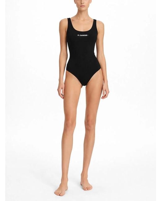 Jil Sander Black One Piece Swimsuit With Logo
