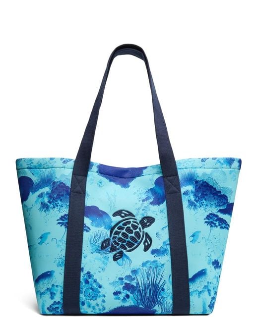Vilebrequin Blue Polyester Tote Bag With Marine Print