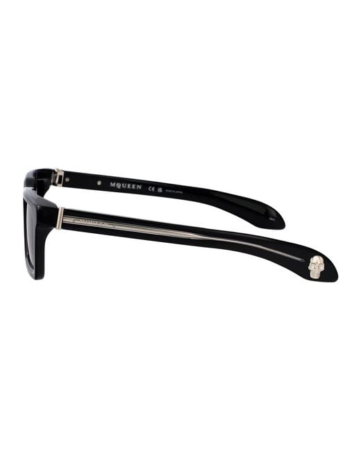 McQueen Black Acetate Sunglasses for men