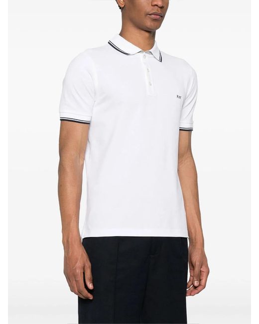 Fay White Polo Shirt With Logo for men