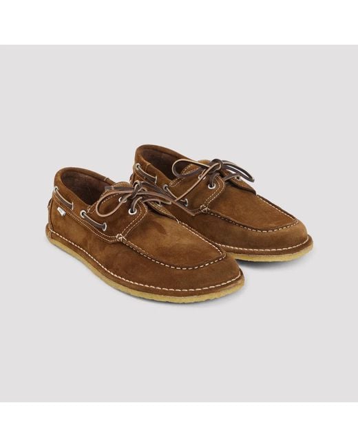 AMI Brown Suede Lace-Up Boat Shoes for men