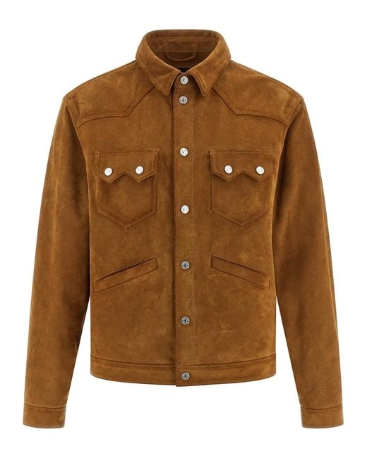 DSquared² Brown 'Suede Boxy Shirt' Jacket for men